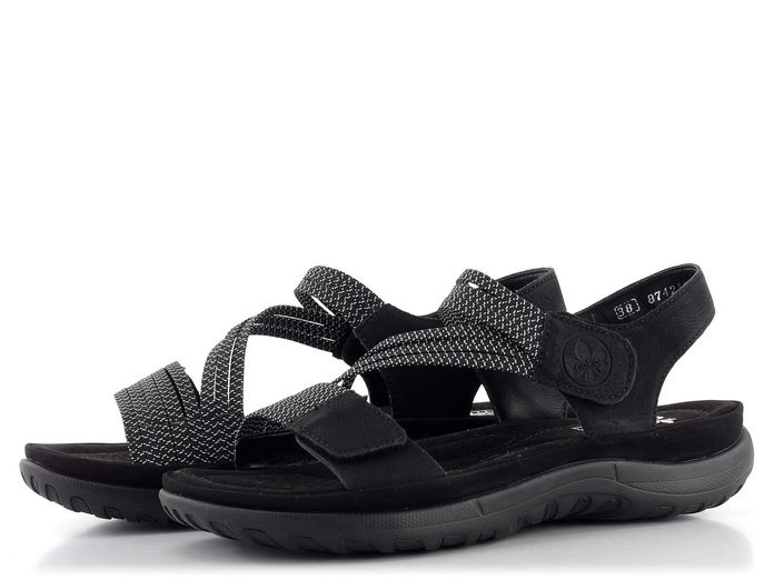 Rieker černé sandály s gumičkami 64870-00