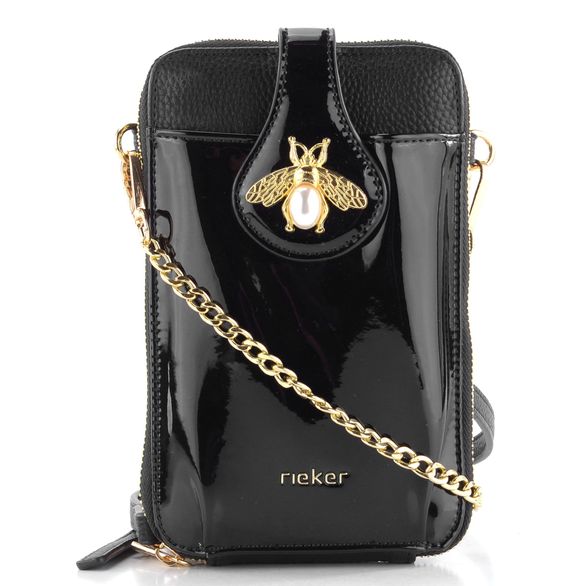 Rieker malá crossbody kabelka/pouzdro lakovaná černá H1660-00