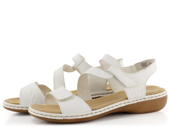 Rieker bílé kožené sandály 659C7-80