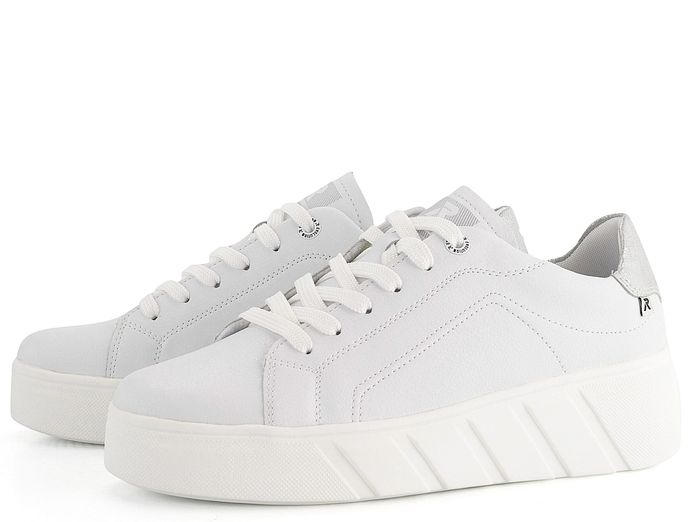 Rieker Revolution kožené bílé sneakers tenisky na platformě W0501-80