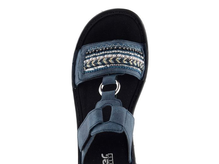 Rieker pantofle na suché zipy modré s flitry 608P6-14