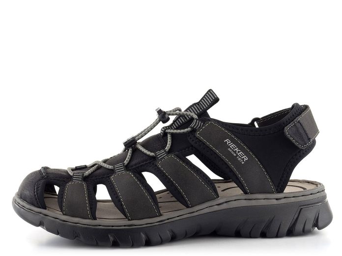 Rieker černé pánské sandály s olivkou 26770-00