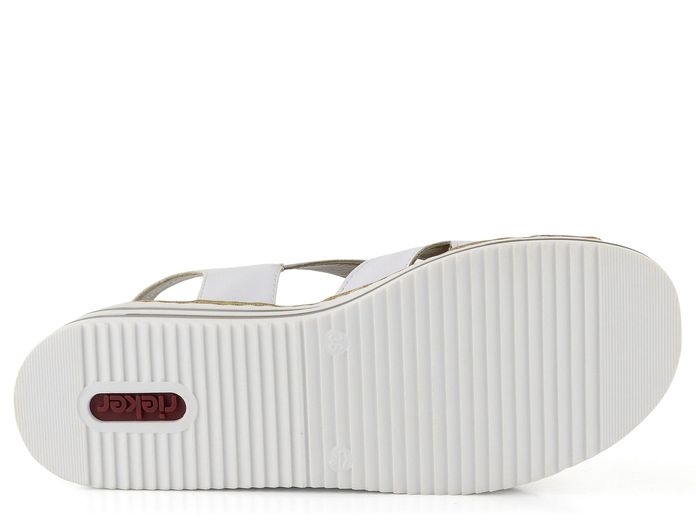 Rieker sandály na klínku bílé/stříbrné V0279-80