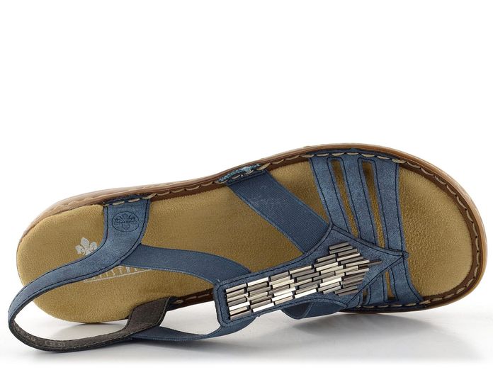 Rieker sandály modré se zdobeným nártem 60800-14