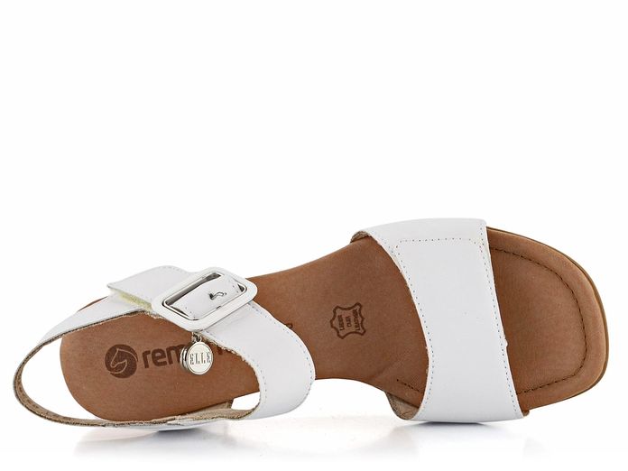 Remonte bílé kožené sandály na podpatku Elle D1K51-80