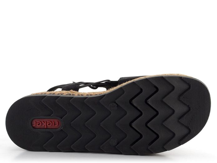 Rieker černé sandály se širokým nártem a gumičkami V7972-00