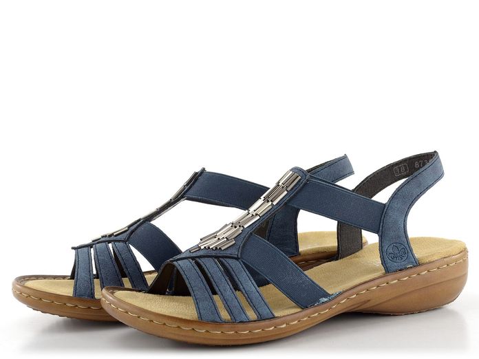 Rieker sandály modré se zdobeným nártem 60800-14